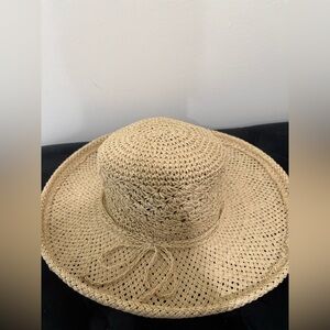 Ann Taylor Loft Crochet Wide-Brim Straw Hat